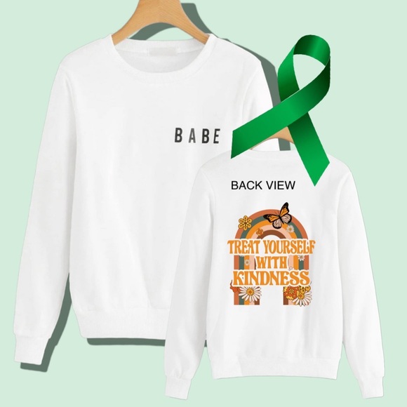 Treat Yourself With Kindness “babe” mental health crewneck sweatshirt medium - Picture 1 of 11
